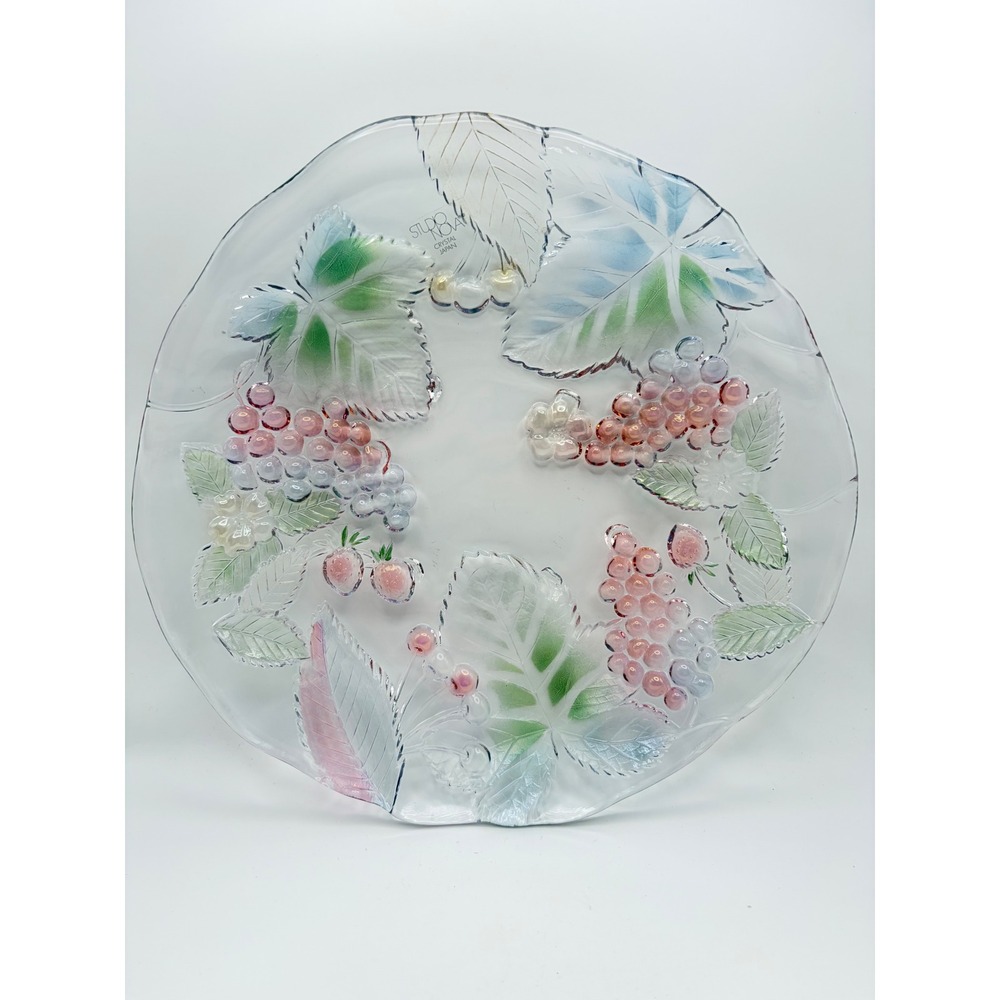 Vintage Studio Nova Wild Berries Crystal Oval Platter Japan Original Box